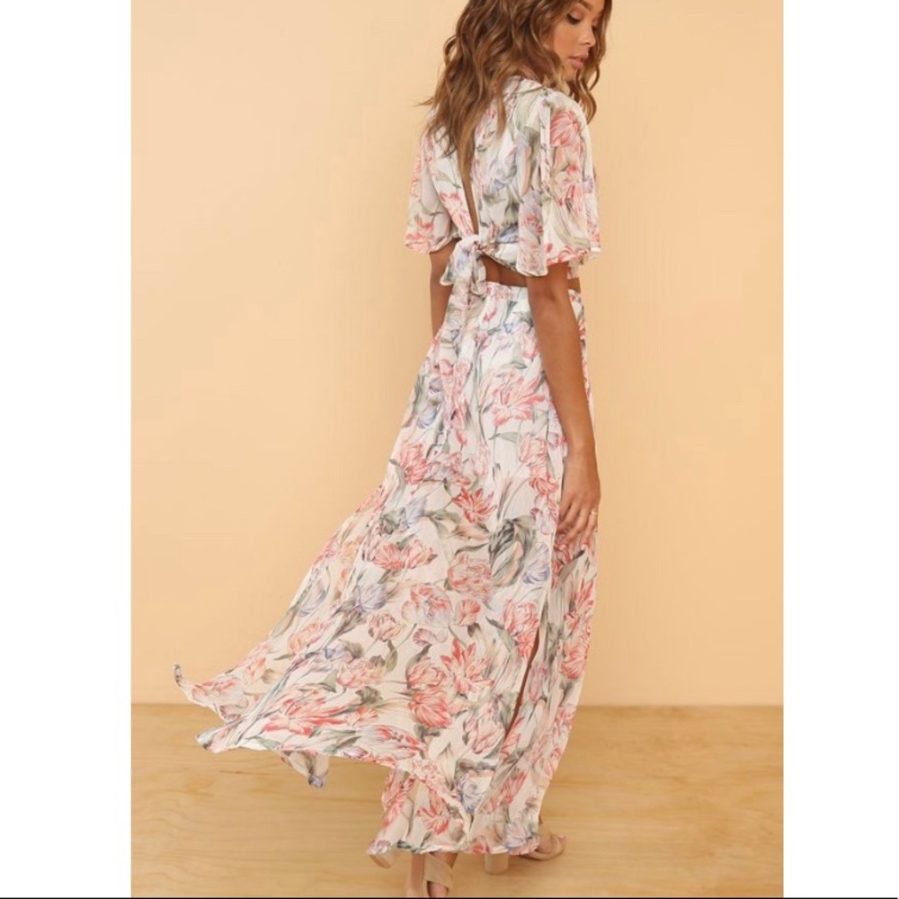 Floral two piece maxi romper.